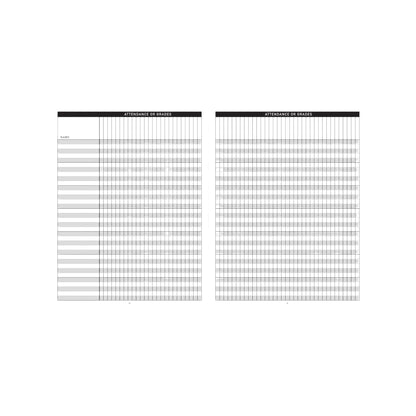 Black wire-bound Teacher's Planner featuring a flexicover and 168 pages for lessons, attendance, and grades.