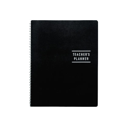 Black wire-bound Teacher's Planner featuring a flexicover and 168 pages for lessons, attendance, and grades.