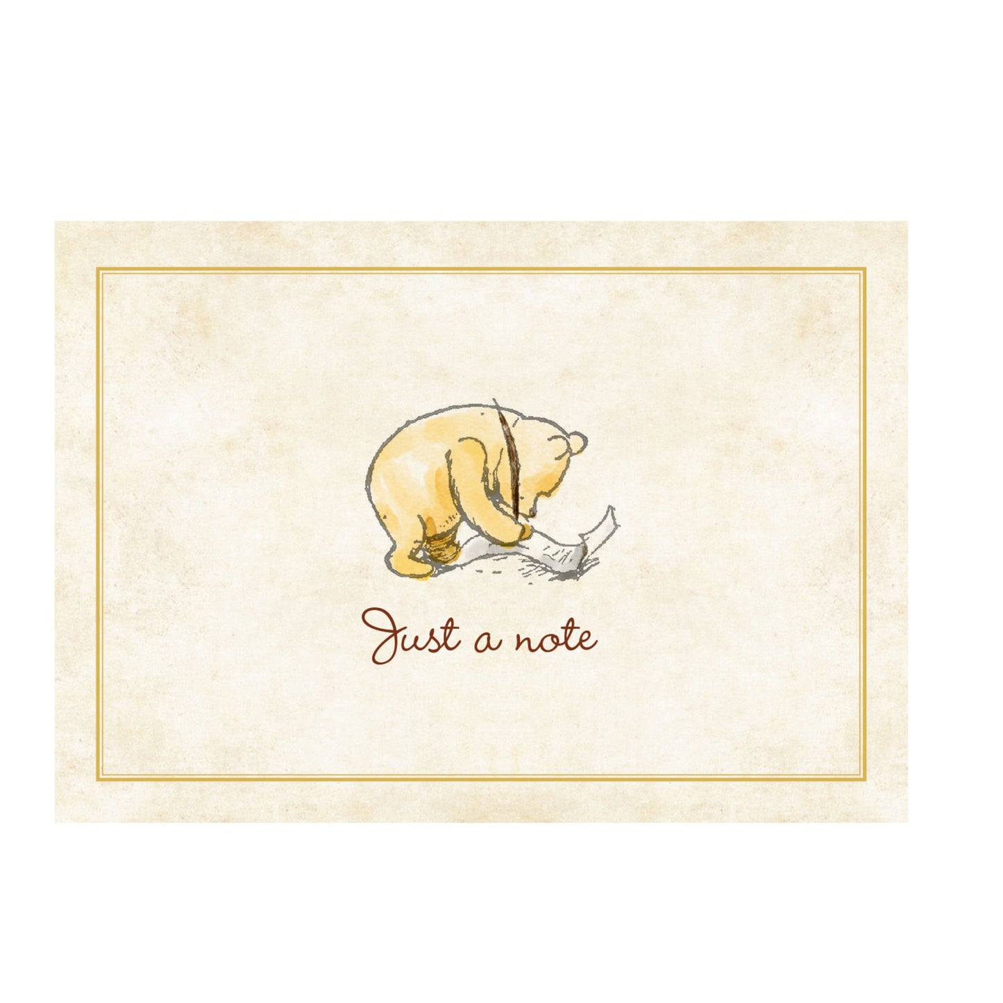 Winnie-the-Pooh Note Cards, featuring a classic illustration of Pooh Bear with gold foil highlights and matching self-sealing envelopes