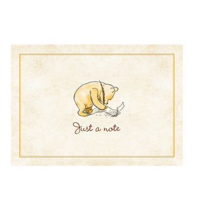 Winnie-the-Pooh Note Cards, featuring a classic illustration of Pooh Bear with gold foil highlights and matching self-sealing envelopes