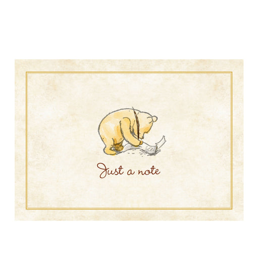Winnie-the-Pooh Note Cards, featuring a classic illustration of Pooh Bear with gold foil highlights and matching self-sealing envelopes