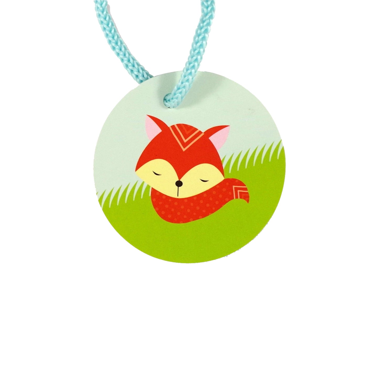 Woodland Friends Gift Bag, featuring adorable woodland animals, light blue cord handles, and an attached matching circular gift tag