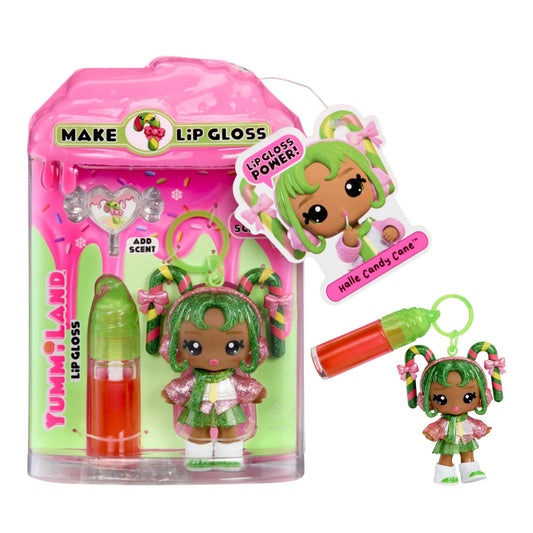 Yummiland Halle Candy Cane Holiday Lip Gloss Doll with DIY Kit