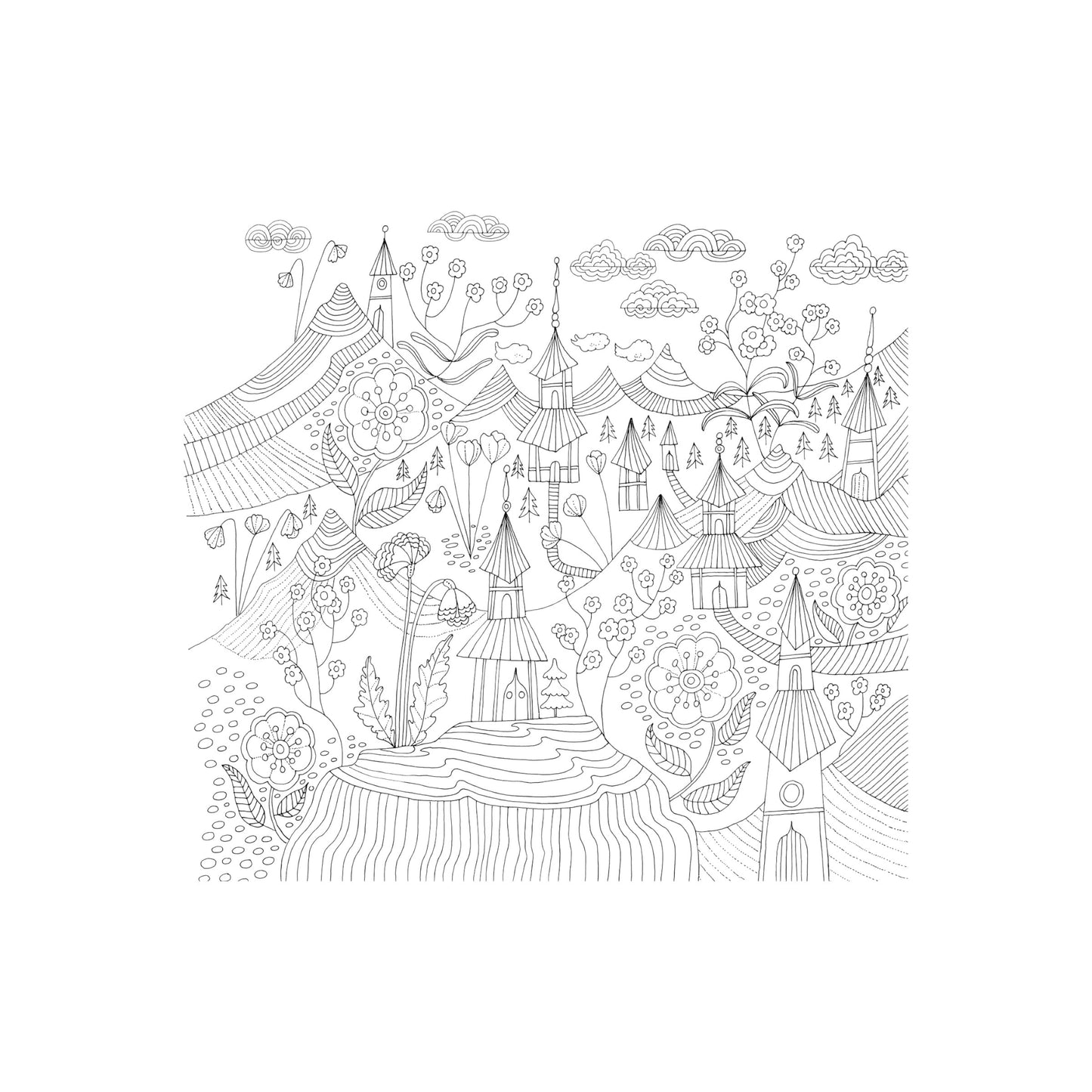 Zen Garden Artist's Coloring Book featuring a colorful cover design with butterflies, flowers, and a serene garden setting.