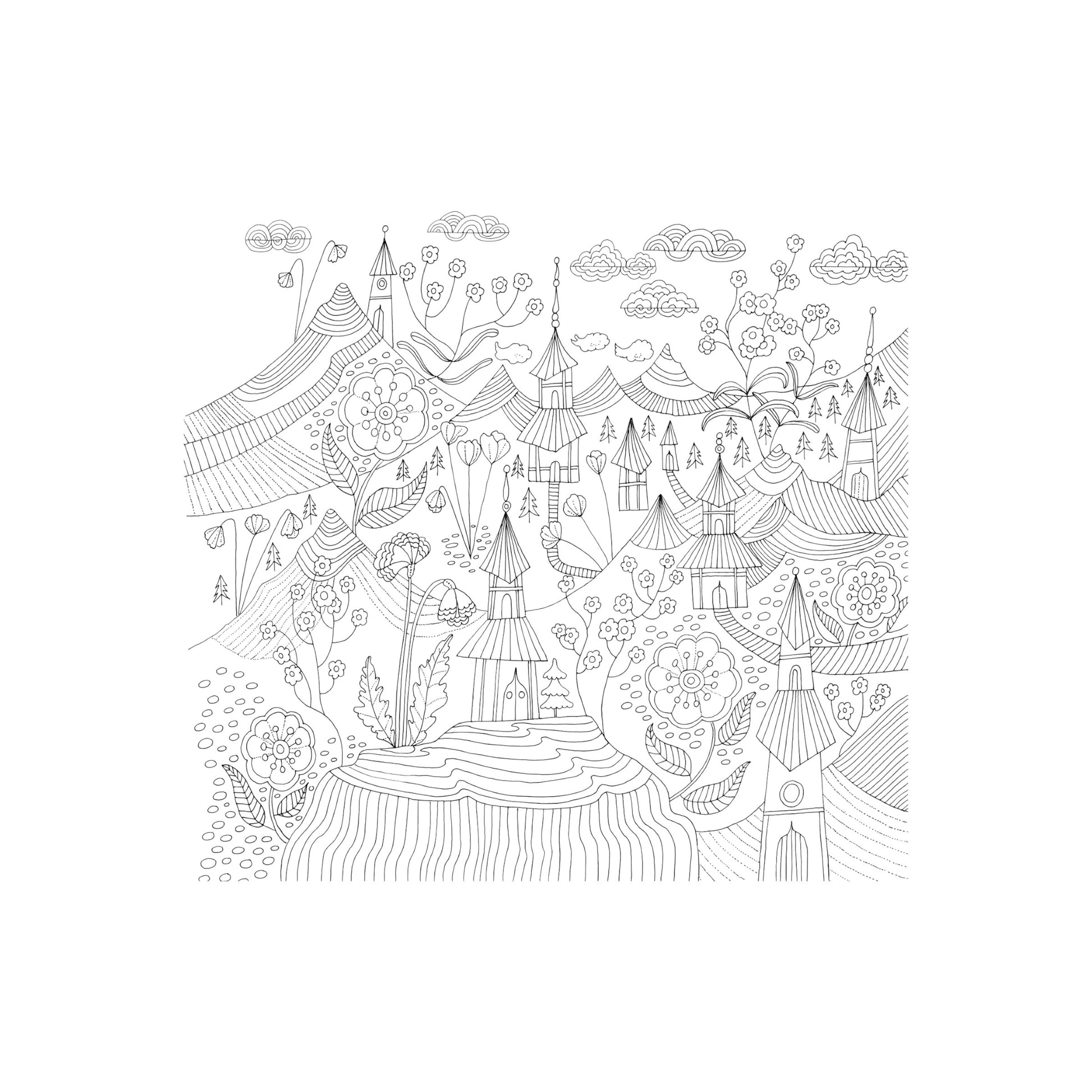 Zen Garden Artist's Coloring Book featuring a colorful cover design with butterflies, flowers, and a serene garden setting.